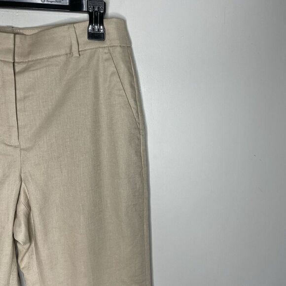 J.CREW Kallie Pants Women 4 Beige Linen Blend Straight Leg NEW Stretch BY761 - Picture 2 of 14